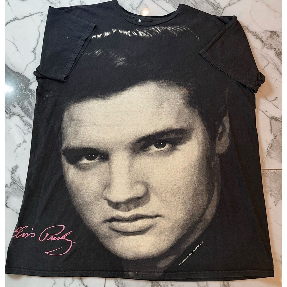 Elvis Presley Graceland T Shirt XXL Black Big Face Graphic King of Rock
